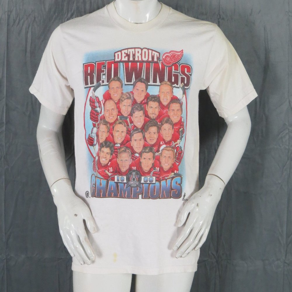 Detroit Red Wings Shirt (VTG) - 1998 Team Cartoon Graphic - Men's Medium